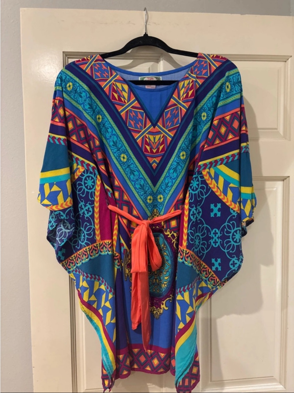 Flying Tomato Blue Multicolor Geometric Tunic